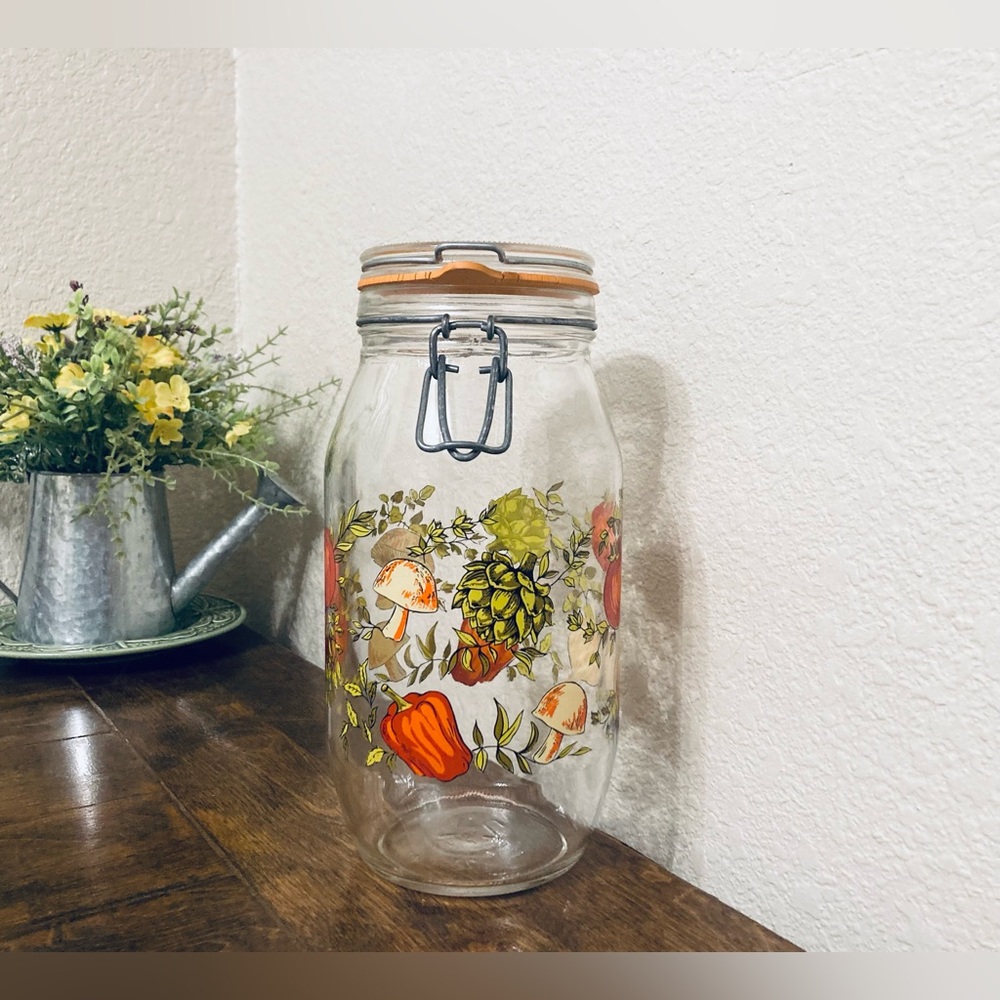 Vintage Arc France Spice of Life Glass Jar 2 L Mushroom Cottagecore Retro